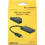 DeLOCK 91740 kortlæser USB 3.2 Gen 1 (3.1 Gen 1) Type-C Sort Sort, MMC, MMCmicro, Hukommelsesstick (MS), MicroSD (TransFlash), MicroSDHC, MicroSDXC, SD, SDHC, SDXC, Sort, 480 Mbit/s, 2048 GB, USB 3.2 Gen 1 (3.1 Gen 1) Type-C, USB