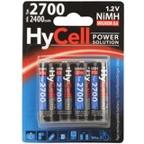 HyCell 5030682 husholdningsbatteri Genopladeligt batteri AA Nikkel-Metalhydrid (NiMH) Genopladeligt batteri, AA, Nikkel-Metalhydrid (NiMH), 1,2 V, 4 stk, 2700 mAh
