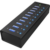 ICY BOX IB-AC6110 USB 3.2 Gen 1 (3.1 Gen 1) Type-B 5000 Mbit/s Sort, USB hub Sort, USB 3.2 Gen 1 (3.1 Gen 1) Type-B, USB 3.2 Gen 1 (3.1 Gen 1) Type-A, 5000 Mbit/s, Sort, Aluminium, Kina