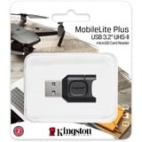 Kingston MobileLite Plus kortlæser USB 3.2 Gen 1 (3.1 Gen 1) Type-A Sort Sort, MicroSD (TransFlash), Sort, USB 3.2 Gen 1 (3.1 Gen 1) Type-A, 36,6 mm, 20 mm, 7,5 mm