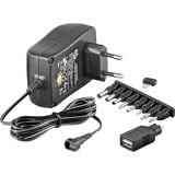 goobay NTS 1500 EuP MW 3R15GS strømadapter og vekselret Sort, Strømforsyning Sort, 12 V, 1500 mAh, Sort