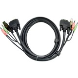 ATEN 2L-7D03UI KVM-kabel Sort 3 m 3 m, DVI-I, Sort, DVI-I, USB A, 2x3.5mm, DVI-I, USB B, 2x3.5mm, Hanstik