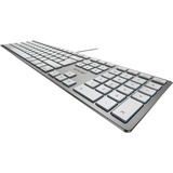 CHERRY KC 6000 SLIM FOR MAC tastatur Kontor USB QWERTY US engelsk Sølv Sølv/Hvid, Amerikansk layout, SX teknologi, Fuld størrelse (100 %), Ledningsført, USB, QWERTY, Sølv