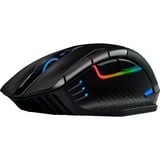 Corsair DARK CORE RGB PRO mus Højre hånd RF Wireless + Bluetooth + USB Type-A Optisk 18000 dpi, Gaming mus Sort, Højre hånd, Optisk, RF Wireless + Bluetooth + USB Type-A, 18000 dpi, Sort