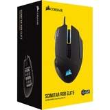 Corsair Scimitar RGB Elite mus Højre hånd USB Type-A Optisk 18000 dpi, Gaming mus Sort, Højre hånd, Optisk, USB Type-A, 18000 dpi, Sort