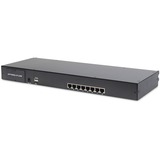 Digitus DS-72211-4GE rack-konsol 48,3 cm (19") 1366 x 768 pixel Sort 1U, KVM-switchen 48,3 cm (19"), 1366 x 768 pixel, 1000:1, TFT, 16,78 millioner farver, Cat 5