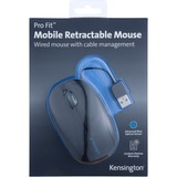 Kensington Pro Fit® tilbagetrækkelig mobil mus Sort, Ambidextrous, Optisk, USB Type-A, 1000 dpi, Sort