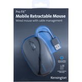 Kensington Pro Fit tilbagetrækkelig mobil mus Sort, Ambidextrous, Optisk, USB Type-A, 1000 dpi, Sort