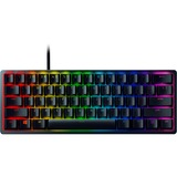 Razer Huntsman Mini tastatur USB QWERTZ Tysk Sort, Gaming-tastatur Sort, DE-layout, Razer Clicky Optisk (Lilla), 60%, USB, Optomekanisk nøglekontakt, QWERTZ, RGB LED, Sort