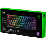 Razer Huntsman Mini tastatur USB QWERTZ Tysk Sort, Gaming-tastatur Sort, DE-layout, Razer Clicky Optisk (Lilla), 60%, USB, Optomekanisk nøglekontakt, QWERTZ, RGB LED, Sort