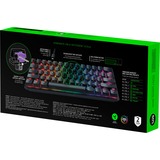 Razer Huntsman Mini tastatur USB QWERTZ Tysk Sort, Gaming-tastatur Sort, DE-layout, Razer Clicky Optisk (Lilla), 60%, USB, Optomekanisk nøglekontakt, QWERTZ, RGB LED, Sort