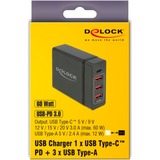 DeLOCK USB-Wandladegerät 63974 Sort Indendørs, Oplader Sort, Indendørs, Vekselstrøm, 20 V, 1,2 m, Sort