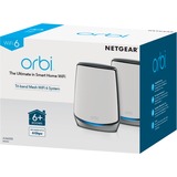 Netgear Orbi RBK852 AX6000 WiFi 6 Mesh System Tri-band (2,4 GHz / 5 GHz / 5 GHz) Wi-Fi 6 (802.11ax) Grå, Hvid 8 Intern, Mesh router Hvid/Sølv, Grå, Hvid, Intern, Aktivitet, LAN, Link, Strøm, System, WAN, WLAN, Omniretningsbestemt, 350 m², CE, FCC