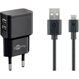 goobay 44984 oplader til mobil enhed Sort Indendørs Sort, Indendørs, Vekselstrøm, 5 V, 2,4 A, Sort