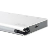 Digitus DA-70867 interface hub USB 3.2 Gen 1 (3.1 Gen 1) Type-C Sølv, Docking station Sølv, USB 3.2 Gen 1 (3.1 Gen 1) Type-C, HDMI, USB 3.2 Gen 1 (3.1 Gen 1) Type-A, USB 3.2 Gen 1 (3.1 Gen 1) Type-C, MMC, MicroSD (TransFlash), SD, SDHC, SDXC, 3840 x 2160 pixel, Sølv, Aluminium