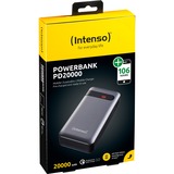 Intenso PD20000 Power Delivery Lithium polymer (LiPo) 20000 mAh Anthracit, Power Bank grå, 20000 mAh, Lithium polymer (LiPo), Quick Charge 3.0, Anthracit
