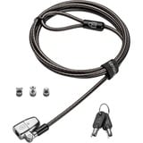Kensington ClickSafe 2.0 3-i-1 nøglelås til laptop, Slot Sort, 1,8 m, Kensington, Nøgle, Kulstofstål, Sort