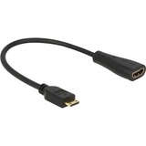 DeLOCK 0.23m mini-HDMI/HDMI HDMI-kabel 0,23 m HDMI Type C (Mini) HDMI Type A (Standard) Sort, Adapter Sort, 0,23 m, HDMI Type C (Mini), HDMI Type A (Standard), 1920 x 1200 pixel, Sort