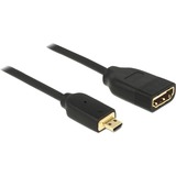 DeLOCK 0.2m, HDMI-A/HDMI Micro-D HDMI-kabel 0,2 m HDMI Type D (Micro) HDMI Type A (Standard) Sort, Adapter Sort, HDMI-A/HDMI Micro-D, 0,2 m, HDMI Type D (Micro), HDMI Type A (Standard), 3840 x 2160 pixel, 3D, Sort