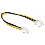 DeLOCK 0.3m P4/Molex 4-pin 0,3 m, Kabel 0,3 m, ATX (4-pin), Molex (4-pin), Sort, Gul