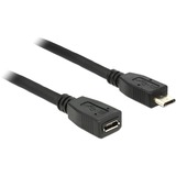 DeLOCK 0.5m USB 2.0 USB-kabel 0,5 m Micro-USB B Sort, Forlængerledning Sort, 0,5 m, Micro-USB B, Micro-USB B, USB 2.0, Hanstik/Hunstik, Sort