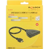 DeLOCK 18600 video-switch HDMI, HDMI switch Sort, HDMI, Sort, Plast, 18 Gbit/sek., 600 Mhz, 3840 x 2160 pixel