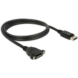 DeLOCK 1m M-F DisplayPort Sort, Kabel Sort, 1 m, DisplayPort, DisplayPort, Hanstik, Hunstik, 3840 x 2160 pixel