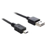 DeLOCK 1m USB 2.0 A - mini USB m/m USB-kabel USB A Mini-USB A Sort Sort, 1 m, USB A, Mini-USB A, USB 2.0, Hanstik/Hanstik, Sort