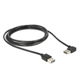 DeLOCK 1m USB 2.0 A m/m 90° USB-kabel USB A Sort Sort, 1 m, USB A, USB A, USB 2.0, Hanstik/Hanstik, Sort