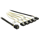 DeLOCK 1m, Mini SAS HD SFF-8643/4xSATA 7p Sort, Sølv, Gul, Kabel Sort, Mini SAS HD SFF-8643/4xSATA 7p, 1 m, Mini SAS HD SFF-8643, 4 x SATA 7p, Hanstik/Hunstik, Sort, Sølv, Gul