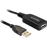 DeLOCK 20m USB 2.0 USB-kabel Sort, Forlængerledning Sort, 20 m, Hanstik/Hunstik, Sort