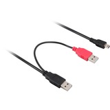 DeLOCK 2x USB2.0-A male / USB mini 5-pin USB-kabel 1 m USB A Mini-USB B Sort, Y-kabel Sort/Rød, 1 m, USB A, Mini-USB B, Hanstik/Hanstik, Sort