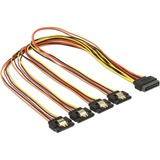 DeLOCK 60158 SATA-kabel 0,5 m SATA 15-stik 4 x SATA 15-pin Flerfarvet Sort/Rød, 0,5 m, SATA I, SATA 15-stik, 4 x SATA 15-pin, Hanstik/Hanstik, Flerfarvet