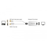 DeLOCK 62496 videokabel adapter 0,245 m DisplayPort HDMI + USB Hvid Hvid, 0,245 m, DisplayPort, HDMI + USB, Hanstik, Hunstik, Guld