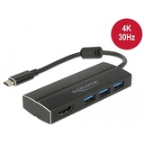 DeLOCK 63931 interface hub USB 3.2 Gen 1 (3.1 Gen 1) Type-C 5000 Mbit/s Sort, USB hub Sort, USB 3.2 Gen 1 (3.1 Gen 1) Type-C, USB 3.2 Gen 1 (3.1 Gen 1) Type-A, 5000 Mbit/s, 3840 x 2160 pixel, Sort, Aluminium, Metal