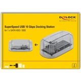 DeLOCK 64089 drevkabinet HDD/SSD kabinet Transparent 2.5/3.5", Docking station gennemsigtig, HDD/SSD kabinet, 2.5/3.5", Serial ATA III, USB-tilslutning, Transparent