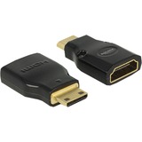 DeLOCK 65665 videokabel adapter Mini-HDMI HDMI Sort Sort, Mini-HDMI, HDMI, Hanstik, Hunstik, Guld, 3840 x 2160 pixel
