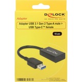 DeLOCK 65698 USB-kabel 0,15 m USB 3.2 Gen 2 (3.1 Gen 2) USB A USB C Sort, Adapter Sort, 0,15 m, USB A, USB C, USB 3.2 Gen 2 (3.1 Gen 2), Hanstik/Hunstik, Sort