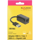 DeLOCK 65903 interface-kort/adapter RJ-45 Sort, USB Type-A, RJ-45, RJ-45, Sort, 0,135 m, Aktivitet, Strøm