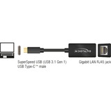 DeLOCK 65904 interface-kort/adapter RJ-45 Sort, USB Type-C, RJ-45, RJ-45, Sort, 0,135 m, Aktivitet, Strøm