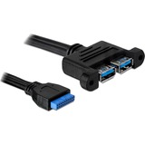 DeLOCK 82941 USB-kabel 0,45 m USB 3.2 Gen 1 (3.1 Gen 1) 2 x USB A Blå Sort, 0,45 m, 2 x USB A, USB 3.2 Gen 1 (3.1 Gen 1), Hunstik/Hunstik, 5000 Mbit/s, Blå