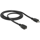 DeLOCK 83248 USB-kabel 1 m USB 2.0 Micro-USB B Sort, Forlængerledning Sort, 1 m, Micro-USB B, Micro-USB B, USB 2.0, Hanstik/Hunstik, Sort