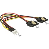 DeLOCK 85236 intern strømkabel 0,2 m, Y-kabel Sort/Rød, 0,2 m, Floppy (4-pin), 2 x SATA 15 stikben, Hanstik, Hunstik, Lige