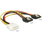 DeLOCK 85237 intern strømkabel 0,2 m, Y-kabel Sort/Rød, 0,2 m, Molex (4-pin), 2 x SATA 15 stikben, Hanstik, Hunstik, Lige