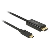 DeLOCK 85258 videokabel adapter 1 m USB Type-C HDMI Sort Sort, 1 m, USB Type-C, HDMI, Hanstik, Hanstik, Guld