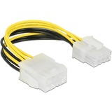 DeLOCK 85451 intern strømkabel 0,15 m, Forlængerledning Sort/Gul, 0,15 m, 8-pin EPS12V, 8-pin EPS12V, Hanstik, Hunstik, Lige