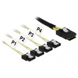 DeLOCK 85731 Serial Attached SCSI (SAS)-kabel 1 m Sort, Grøn 1 m, Mini SAS SFF-8087, 4x SATA 6 Gb/s 7 Pin, Lige, Lige, Hanstik