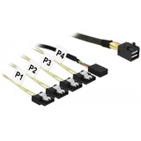 DeLOCK 85732 Serial Attached SCSI (SAS)-kabel 1 m Sort, Grøn Sort, 1 m, Mini SAS HD SFF-8643, 4x SATA 6 Gb/s 7 Pin + 8 pin sideband, Lige, Lige, Hanstik/Hunstik