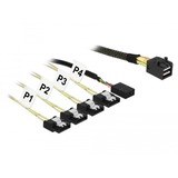 DeLOCK 85732 Serial Attached SCSI (SAS)-kabel 1 m Sort, Grøn Sort, 1 m, Mini SAS HD SFF-8643, 4x SATA 6 Gb/s 7 Pin + 8 pin sideband, Lige, Lige, Hanstik/Hunstik
