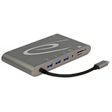 DeLOCK 87297 interface hub USB 3.2 Gen 2 (3.1 Gen 2) Type-C Grå, Docking station grå, USB 3.2 Gen 2 (3.1 Gen 2) Type-C, RJ-45, USB 3.2 Gen 2 (3.1 Gen 2) Type-A, USB 3.2 Gen 2 (3.1 Gen 2) Type-C, VGA, mini DisplayPort, MicroSD (TransFlash), SD, 3840 x 2160 pixel, Grå, Metal